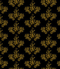 golden seamless floral ornament pattern design vector on black color