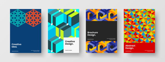 Minimalistic geometric tiles corporate brochure template composition. Isolated book cover vector design illustration collection.
