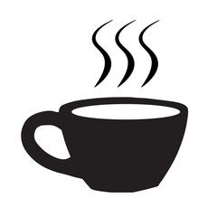 Black teacup illustration. Icon vector with white background.