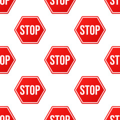 Vector illustration of road signs isolated on white background. Traffic signs seamless pattern.