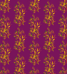 Fototapeta na wymiar golden seamless floral ornament pattern design vector on pink color.