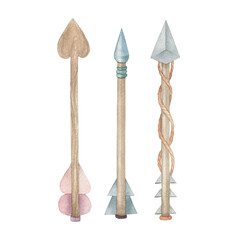 Watercolor arrow collection. Hand drawn isolated illustration on white background