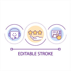 Fototapeta premium Rate customer service loop concept icon. Business type. Inbound calls. Company support abstract idea thin line illustration. Isolated outline drawing. Editable stroke. Arial font used