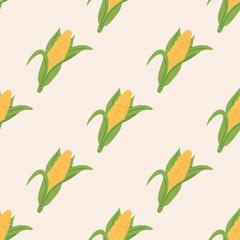 Seamless Pattern with Corn. Thanksgiving Day collection. Flat vector illustration