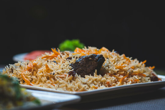 Afghani kabli Pulao Rice with black background