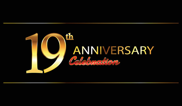 19 anniversary background. 19th anniversary celebration. 19 year anniversary celebration. Anniversary on black background.
