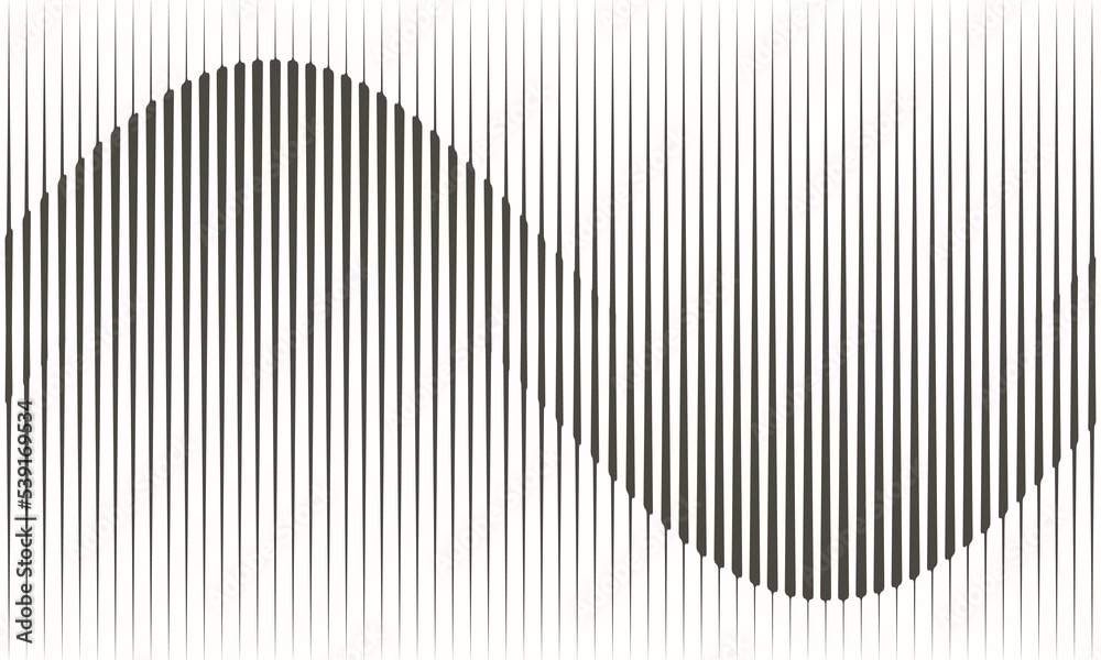 Poster Abstract art geometric background with vertical lines. Optical illusion with waves and transition.