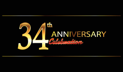 34anniversary background. 34th anniversary celebration. 34 year anniversary celebration. Anniversary on black background.