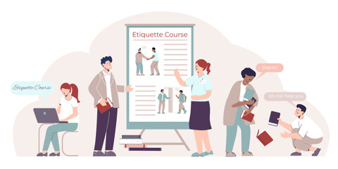 Etiquette Course Flat Illustration