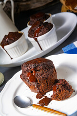 Delicious chocolate muffins with chocolate chips