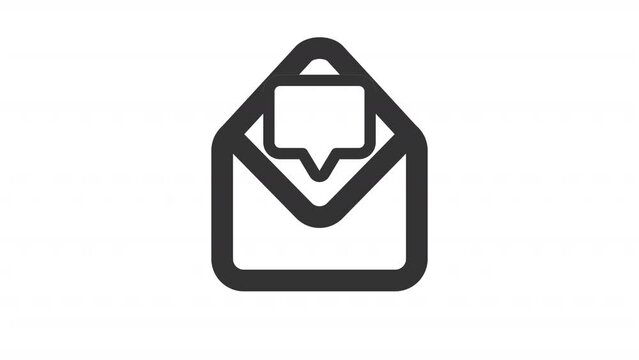 Animated read message line ui icon. Communication app. Seamless loop HD video with alpha channel on transparent background. Outline isolated user interface element motion graphic animation