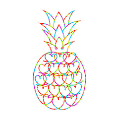 Pineapple from hearts in one line. Pineapple love heart