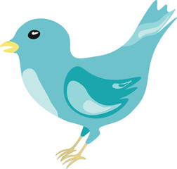 Bird isolated on a white background. Little blue bird Singing mountain bluebird.