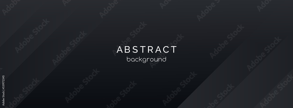 Wall mural black abstract vector long banner. minimal dark background with lines. facebook cover, social media 