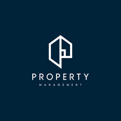 line art property or real estate logo and initials P vector.
