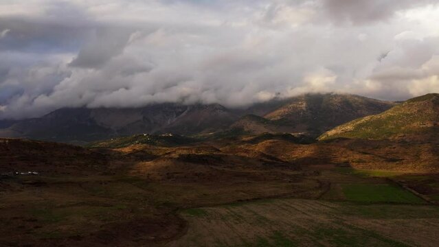Aerial view of Rrezoma Reserve, Vlore, Albania during sunset