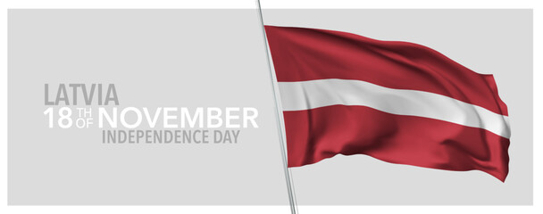 Latvia happy independence day greeting card, banner with template text vector illustration - obrazy, fototapety, plakaty
