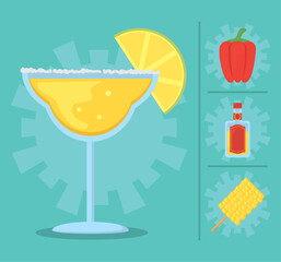 mexican food icon collection