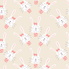 Seamless pattern with bunny animal head perfect for wrapping paper