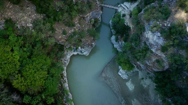 Top Down View of scenic Canyon Osumit, Albania