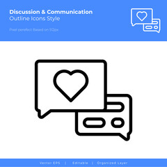 Love chat .outline icon style. Vector icon