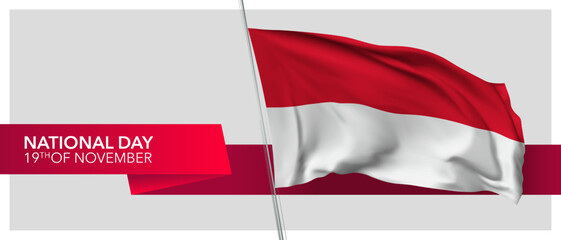 Monaco national day vector banner, greeting card