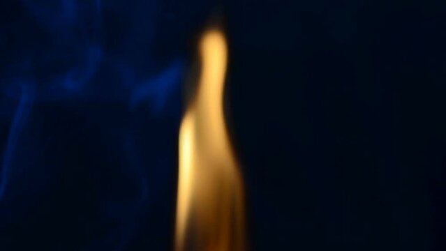 Slow Motion. Fire on a black background. Slow Motion.