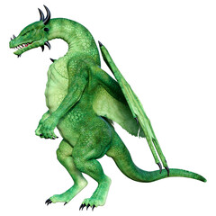 3D Rendering Fairy Tale Dragon on White