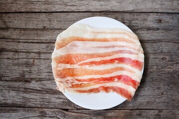 Raw pork belly sliced for shabu