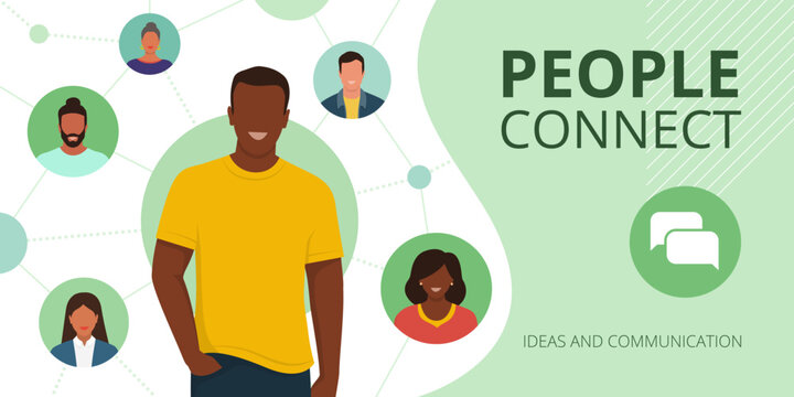 People connecting together online on social media