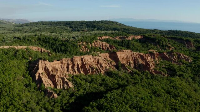 Aerial View of Red Canyons near Gjipe beach on Albanian riviera