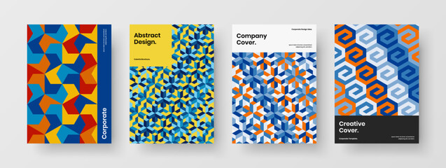 Trendy handbill vector design concept collection. Premium geometric shapes cover illustration bundle.