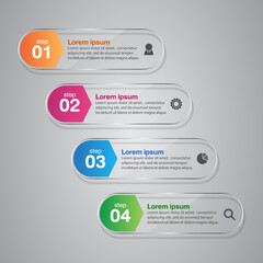 4 steps business infographic 3 d ,Glass design, can be used for workflow layout, diagram, annual report, web design.Creative banner, label vector, Banner design.