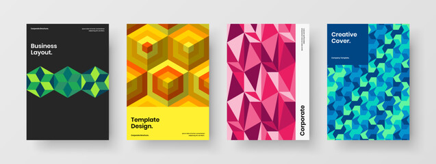 Fototapeta premium Amazing poster design vector layout composition. Original mosaic shapes cover template bundle.