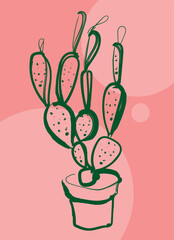 hand drawn vector illustration of a cactus on a pink background