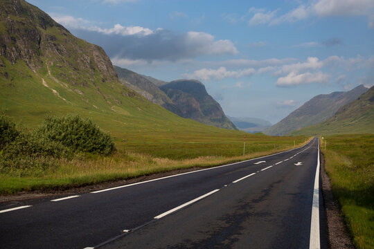 A82 road in the valleys of Glencoe, Highlands, Scotland