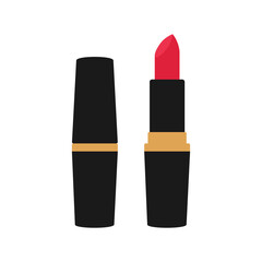 Obraz premium Lipstick red color flat vector illustration