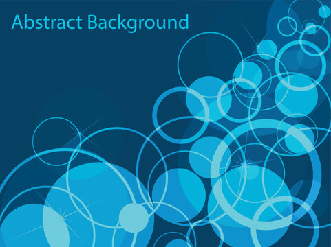 Bubble Shiny Circles On Blue Vector Background. Abstract Backdrop For Cover Presentation.