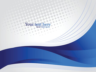 Horizontal background for corporate cover with grey text space. Abstract blue wavy shapes vector illustration.  