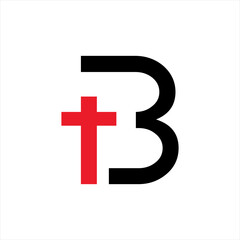 Obraz premium Letter B and cross vector logo design.