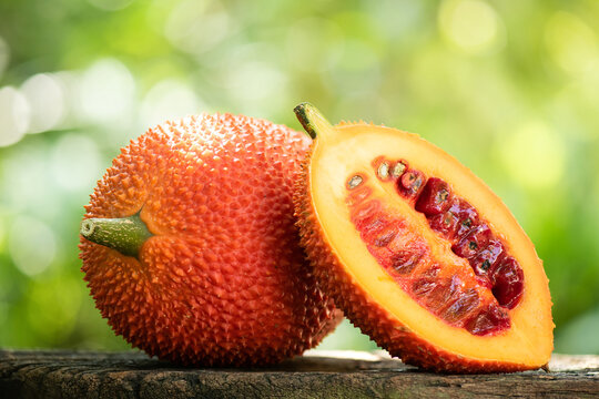 Gac fruits on nature background.