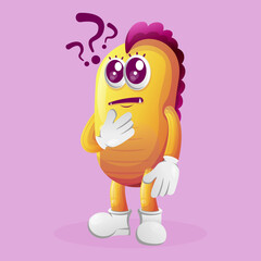 Cute yellow monster asking questions