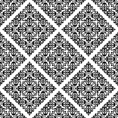 Flower geometric pattern. Seamless vector background. White and black ornament. Ornament for fabric, wallpaper, packaging. Decorative print