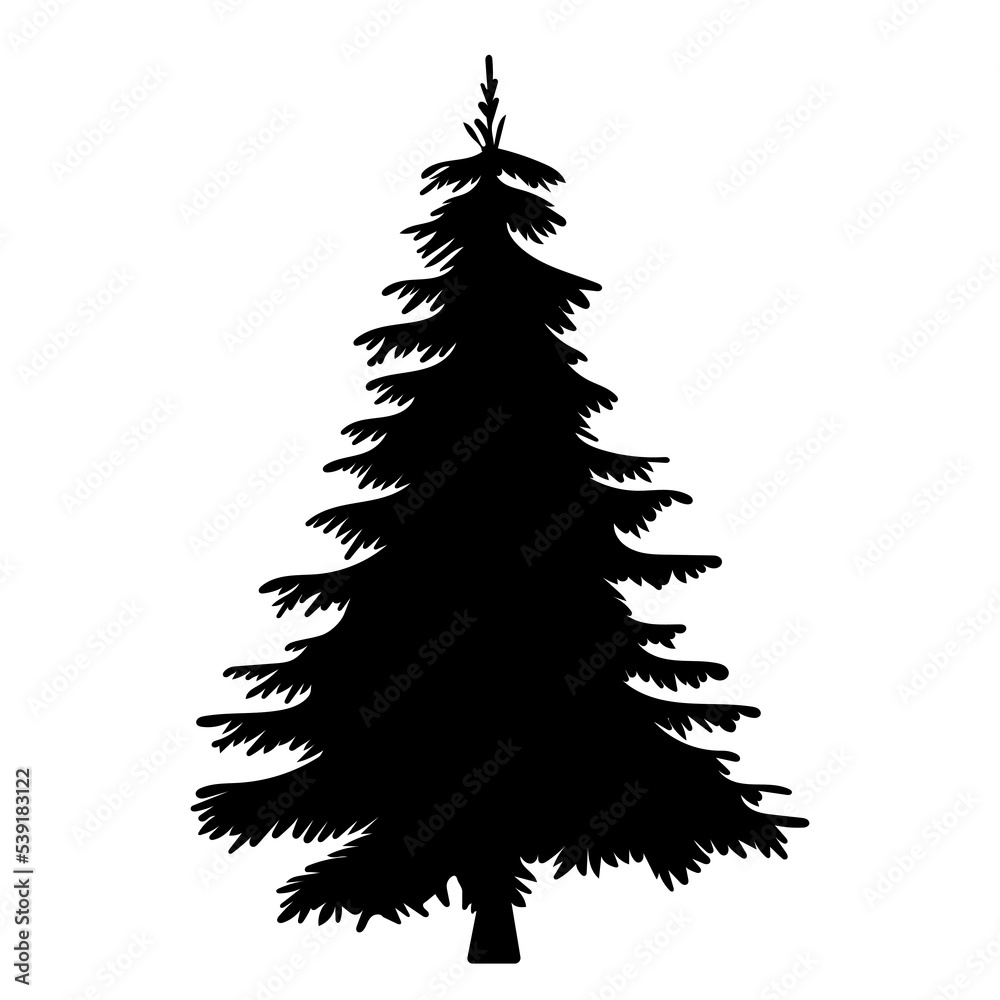 Wall mural christmas tree black silhouette design isolated vector - Wall murals