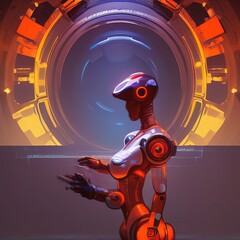 alien robot cyborg, a female robot