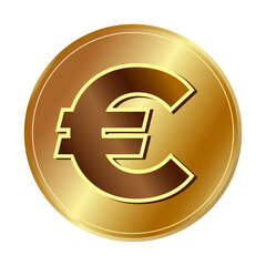Gold euro symbol Golden coin icon Money design Currency sign in gold Vector illustration Isolated on white background