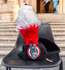 Historical Carabinieri big hat with plume and ornaments
