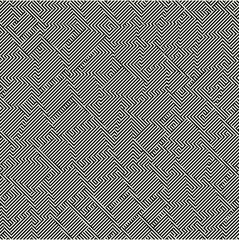 Abstract seamless pattern with hallucinatory halftone effect. Monochrome squares with lines repetitive vector collage.