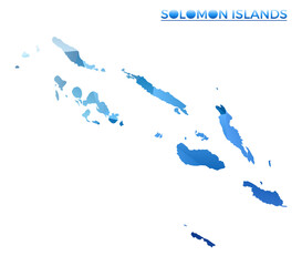 Fototapeta premium Vector polygonal Solomon Islands map. Vibrant geometric country in low poly style. Elegant illustration for your infographics.