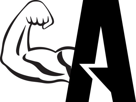 Fitness Gym logo with letter A, bicep flex logo